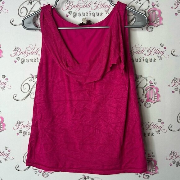 Pierre Cardin Tops - Pierre Cardin femme tank towel cowl style stretchy shirt Pink Sleeveless Top